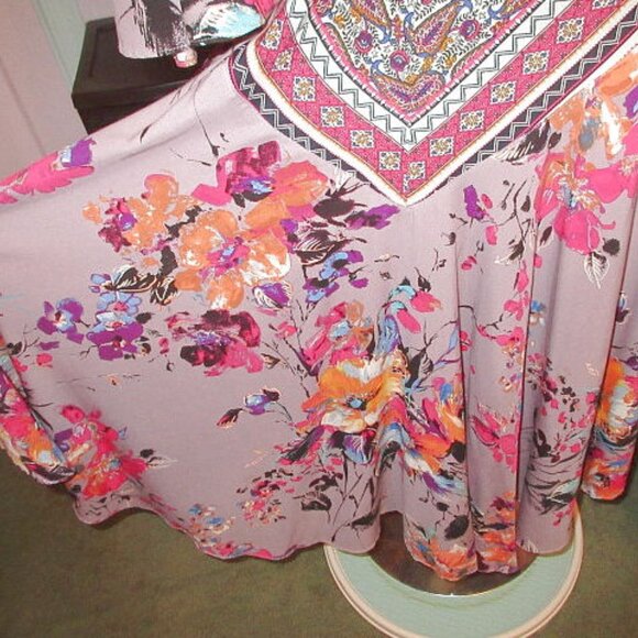 Umgee Hippie Boho Longline Kimono Duster Size M Pleated Bell Sleeves Artsy Layer - Picture 6 of 7